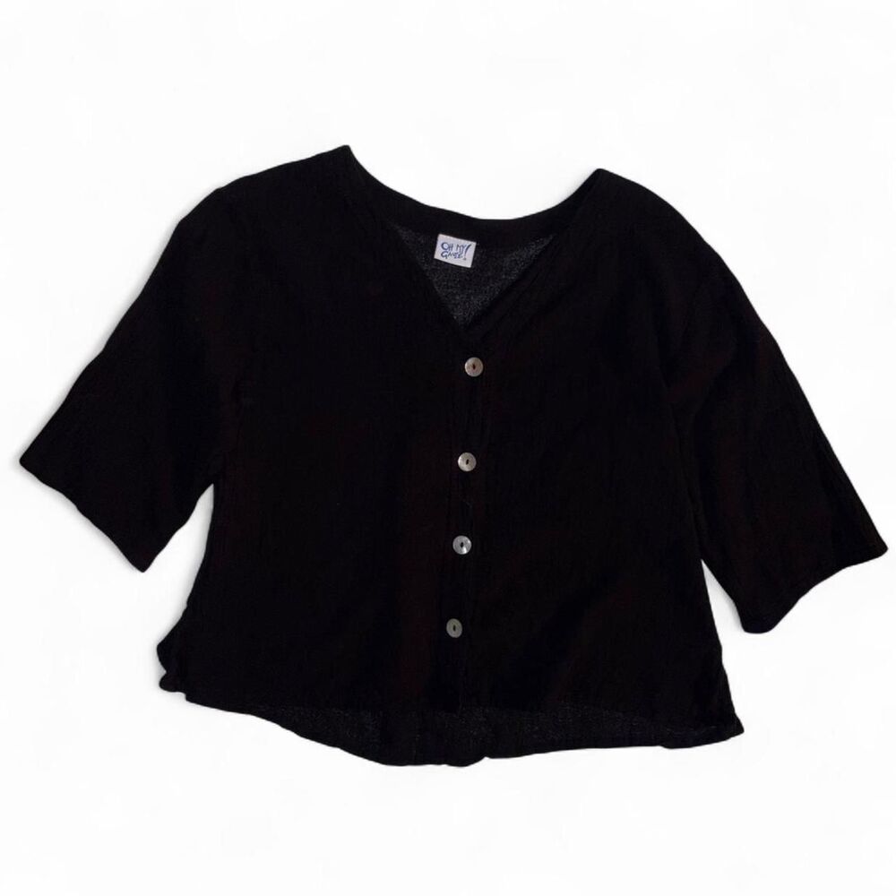 Oh My Gauze! Classic Black Cotton Top 3/4 length Arm